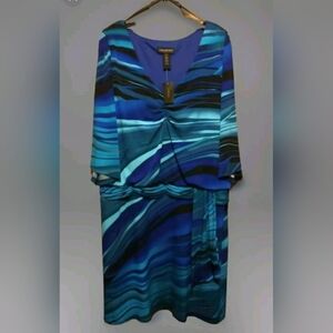 NWT Lane Bryant Dress Size 22/ 24 Woman's Blue Color Wave Blouson Sheath
